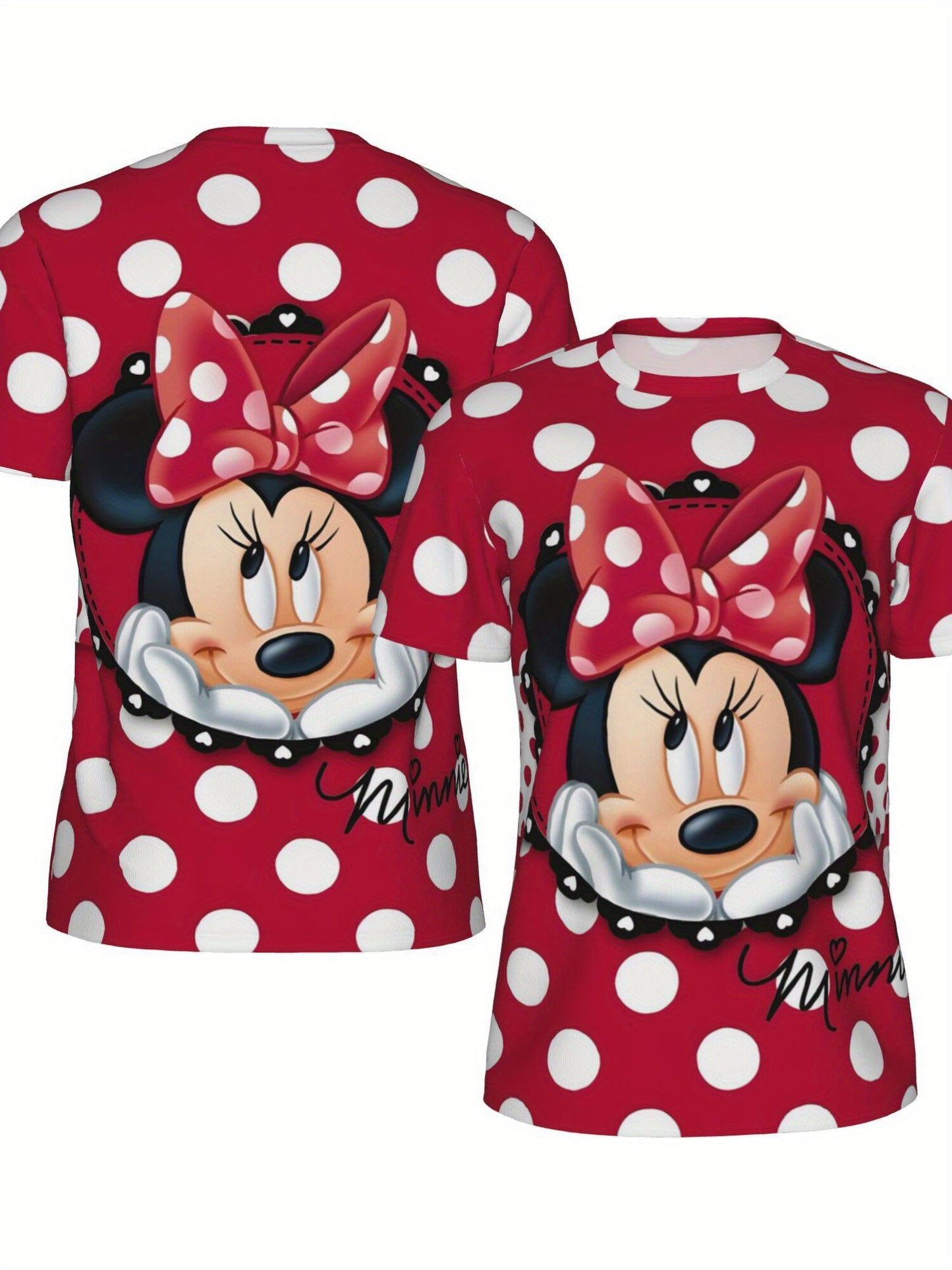 [Plus Size Minnie Mouse] Lightweight Breathable Plus Size Minnie Mouse T-Shirt | Short Sleeve, Round Neck, Casual Summer Top for Women, Perfect for Yoga, Sports, Outdoor Activities & Vacation