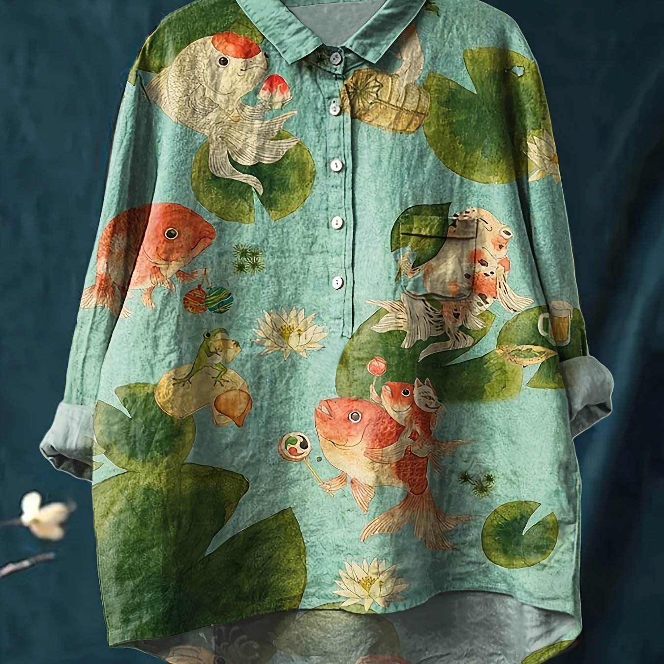 [Vintage Floral Shirt] Relaxed Fit Women's Vintage Bird & Floral Print Casual Shirt | Lightweight, Machine Washable, Chest Pocket | All-Season Wear