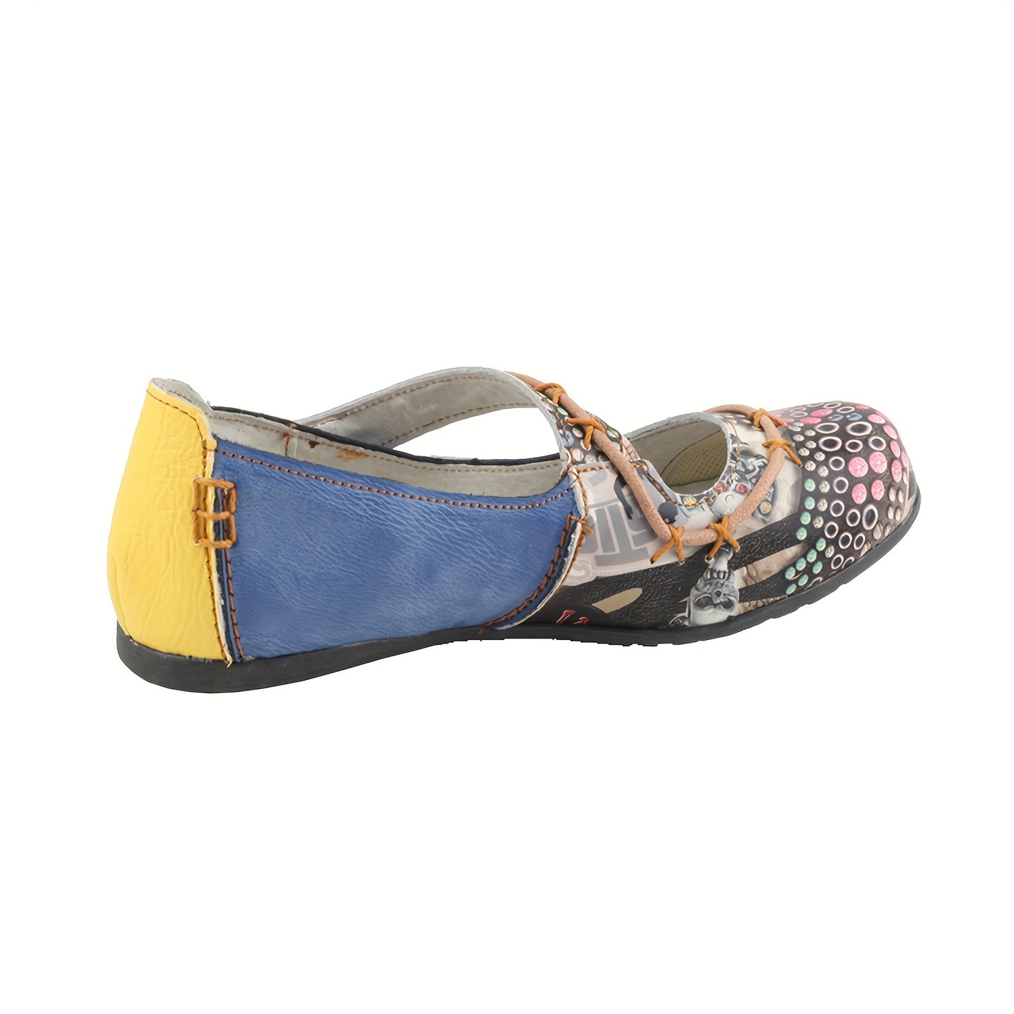 TMA EYES 2024 Women'S Slip-On Flat Shoes - Colorful Circular Print Cover Upper, Hand-Sewn Stitching, Non-Slip TPR Sole, Breathable Summer Casual Shoes for Casual Attire, Unique Shoe Design