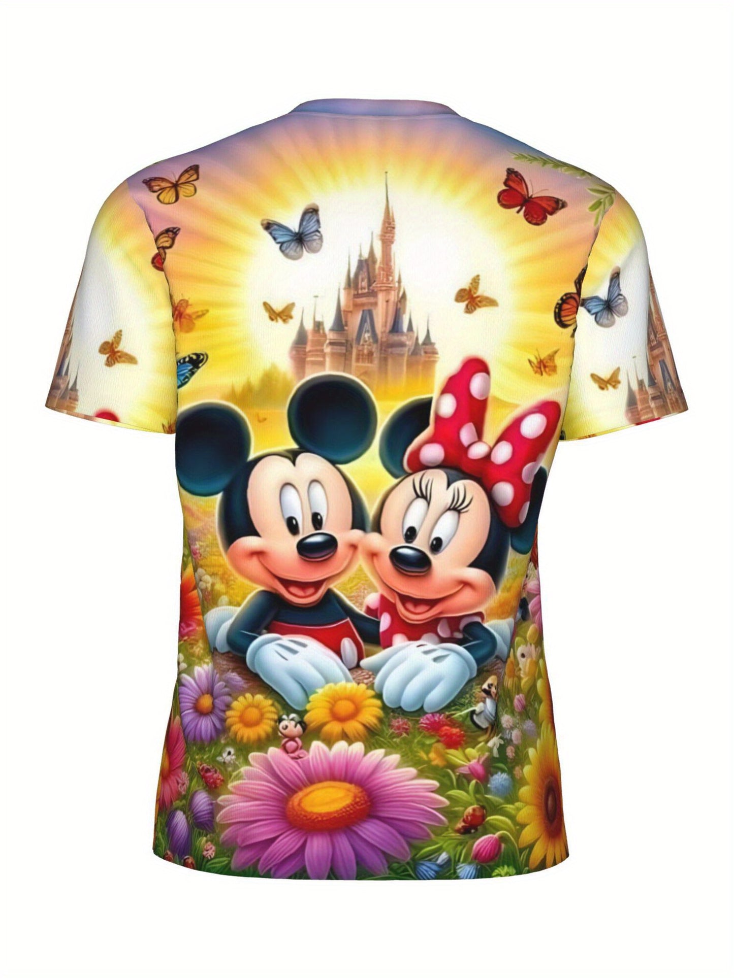 [Plus Size Women'S T-shirt] Disney Short Sleeved Lightweight Top Casual Shirt Suitable for Fitness, Yoga, Sports, Outdoor Activities Summer Vacation Clothing Mickey Mouse