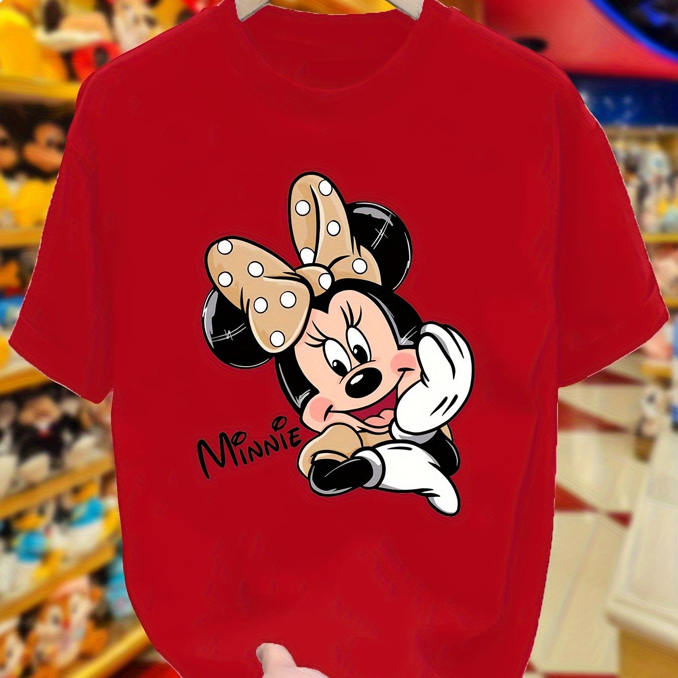 [Disney Mickey Tee] Disney 100% Cotton Women's Mickey & Minnie Mouse Graphic T-Shirt | Loose Fit Short Sleeve Round Neck Casual Tee for All-Season Comfort, Machine Washable Clothing