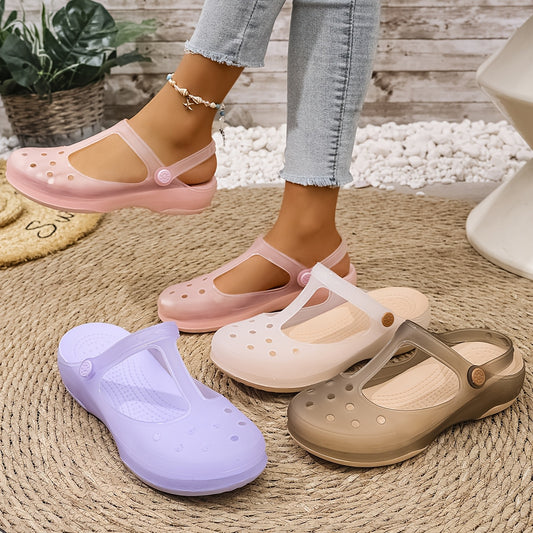 Womens Summer Platform Shoes with Anti Slip Soft EVA Sole Breathable Round Toe Beach Shoes Lightweight Casual Comfort for Outdoor Activities Ladies Footwear Decorative Buckle Design Durable Traction