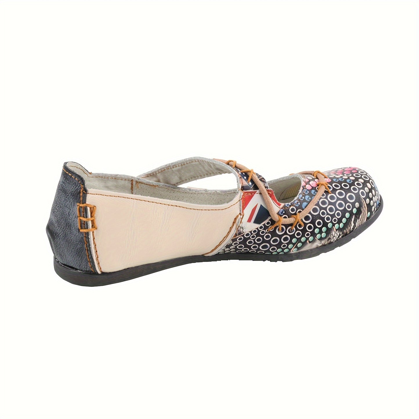 TMA EYES 2024 Women'S Slip-On Flat Shoes - Colorful Circular Print Cover Upper, Hand-Sewn Stitching, Non-Slip TPR Sole, Breathable Summer Casual Shoes for Casual Attire, Unique Shoe Design